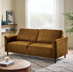 Furniturebox Uk Logan Amber Orange Fabric 3 Seater Sofa