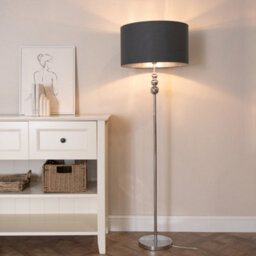 Valuelights Marissa Chrome Stacked Ball Floor Lamp With Charcoal With Chrome Inner Lamp Shade And Led Bulb