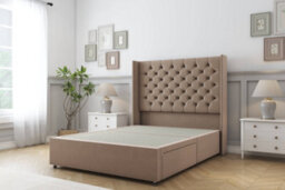 "Comfort Selena Mink Plush Divan Bed Set 2 Drawers Foot-End - 54"" Wingback 4' Small Double" - thumbnail 3