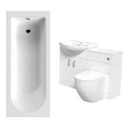 Nes Home Freestanding White Vanity Unit With Basin, Wc Unit & Btw & 1700mm Bath - thumbnail 2