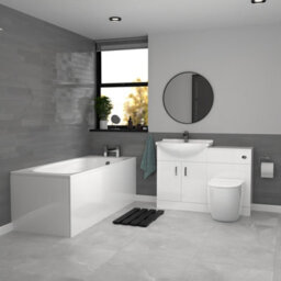 Nes Home Freestanding White Vanity Unit With Basin, Wc Unit & Btw & 1700mm Bath - thumbnail 1
