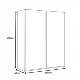 Direct Furniture Suppliers Ltd Arm 2 Door Sliding Wardrobe 150Cm Wide - White - thumbnail 6