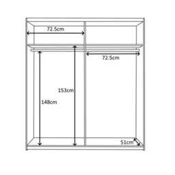 Direct Furniture Suppliers Ltd Arm 2 Door Sliding Wardrobe 150Cm Wide - White - thumbnail 7