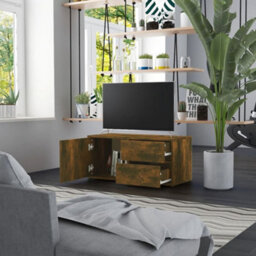 Walplus Tv Cabinet Smoked Oak 80X34X36 Cm Engineered Wood - thumbnail 3
