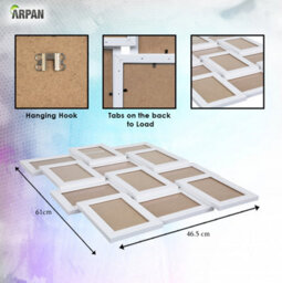 Arpan Multi Aperture Picture Wooden Photo Frame Holds 12 X 6 X4 Photos, Collage Picture Wall-Mounted Frame (White) - thumbnail 3