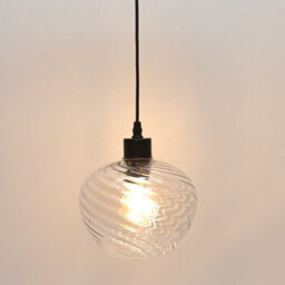 First Choice Lighting Set Of 2 Bradson - Clear Swirl Glass With Black Pendant Fittings - thumbnail 5