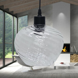 First Choice Lighting Set Of 2 Bradson - Clear Swirl Glass With Black Pendant Fittings - thumbnail 4