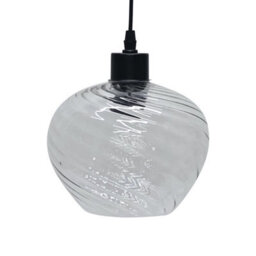 First Choice Lighting Set Of 2 Bradson - Clear Swirl Glass With Black Pendant Fittings - thumbnail 7