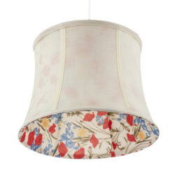 Happy Homewares Classic Curved Cream Cotton Drum Shade With Blue And Red Floral Inner - thumbnail 4