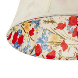 Happy Homewares Classic Curved Cream Cotton Drum Shade With Blue And Red Floral Inner - thumbnail 3