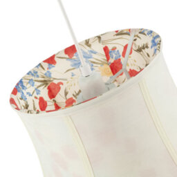 Happy Homewares Classic Curved Cream Cotton Drum Shade With Blue And Red Floral Inner - thumbnail 5