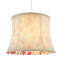 Happy Homewares Classic Curved Cream Cotton Drum Shade With Blue And Red Floral Inner - thumbnail 2