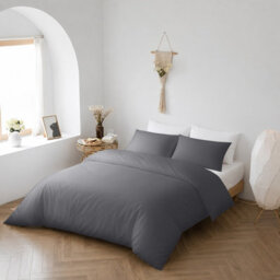 Bedlooms Grey Cotton Duvet Cover Set, Breathable & Anti-Allergic Bedding Pack, Super King 260X220Cm - thumbnail 7