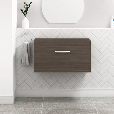 Royal Bathrooms Turin 800mm Grey Elm 1 Drawer Wall Hung Countertop Vanity Unit - image 1