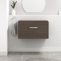 Royal Bathrooms Turin 800mm Grey Elm 1 Drawer Wall Hung Countertop Vanity Unit - thumbnail 1