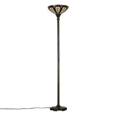 Valuelights Tiffany Jewel Amber Stained Glass Uplighter Floor Lamp - image 1