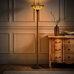 Valuelights Tiffany Jewel Amber Stained Glass Uplighter Floor Lamp - thumbnail 2
