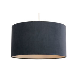 Lighting Collection Urban Noir Charcoal Fabric Drum Pendant Light Shade 50Cm - thumbnail 2