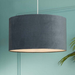 Lighting Collection Urban Noir Charcoal Fabric Drum Pendant Light Shade 50Cm