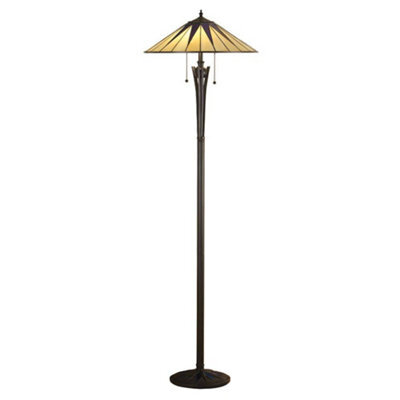 Luminosa Lighting Luminosa Dark 2 Light Floor Lamp Black, Tiffany Style Glass, E27 - image 1