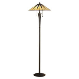 Luminosa Lighting Luminosa Dark 2 Light Floor Lamp Black, Tiffany Style Glass, E27