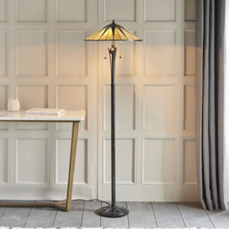Luminosa Lighting Luminosa Dark 2 Light Floor Lamp Black, Tiffany Style Glass, E27 - thumbnail 2