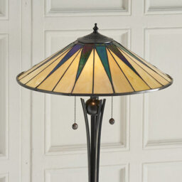 Luminosa Lighting Luminosa Dark 2 Light Floor Lamp Black, Tiffany Style Glass, E27 - thumbnail 3