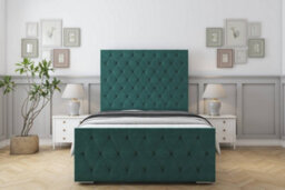 "Sloomy Watson Emerald Plush Bed Frame With Mattress With 50"" Upholstered Headboard 5' King" - thumbnail 1