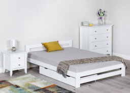 Amani Solid Pine Wood Xiamen Bed Frame (Mattress/drawers Not Included) - 4Ft6 Double White - thumbnail 1
