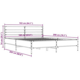 Berkfield Bed Frame Without Mattress Grey Sonoma 160X200 Cm - thumbnail 9