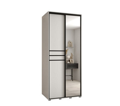 Arte Cannes Xi Sliding Door Wardrobe W100Cm - Bright White Mirrored Storage Solution For Modern Living - image 1