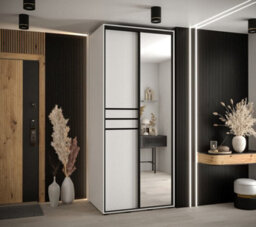 Arte Cannes Xi Sliding Door Wardrobe W100Cm - Bright White Mirrored Storage Solution For Modern Living - thumbnail 2