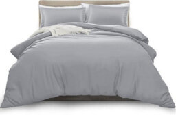 Ameha Plain 3-Piece Duvet Silver Quilt Cover Breathable Microfiber Reversible Single Set With Pillowcase 135 X 200 Cm - thumbnail 8