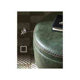Songmics Stool, Bench With Storage, Faux Leather, Stitching, Mid-Century Modern Style, Modern, Round, Steel Legs, Forest Green - thumbnail 4