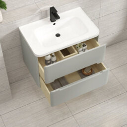 Royal Bathrooms Venice 600mm Dove Grey Floor Standing Bathroom Vanity Unit 2 Drawer With Ceramic Basin - 1 Tap Hole Basin - thumbnail 4