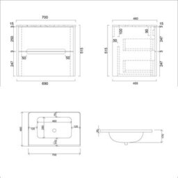 Royal Bathrooms Venice 600mm Dove Grey Floor Standing Bathroom Vanity Unit 2 Drawer With Ceramic Basin - 1 Tap Hole Basin - thumbnail 7