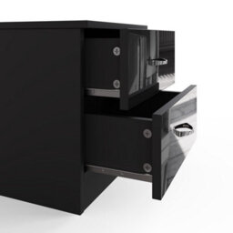 Fwstyle Chilton Pair Of 2 Drawer Bedside Tables Black Gloss (H) 46 (W) 45 (D) 40Cm - thumbnail 3