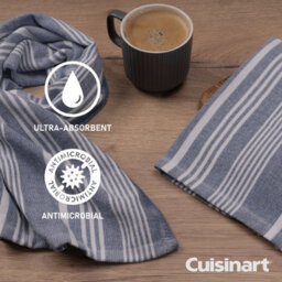 Cuisinart Fouta Professional Blue Rectangle 100% Cotton Yarn Dye Tea Towel 40 X 70Cm Pack Of 2 - thumbnail 4