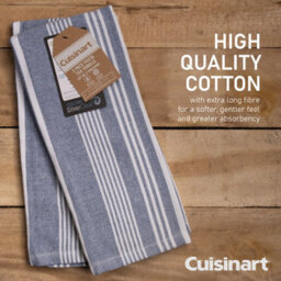 Cuisinart Fouta Professional Blue Rectangle 100% Cotton Yarn Dye Tea Towel 40 X 70Cm Pack Of 2 - thumbnail 2