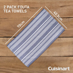 Cuisinart Fouta Professional Blue Rectangle 100% Cotton Yarn Dye Tea Towel 40 X 70Cm Pack Of 2 - thumbnail 3
