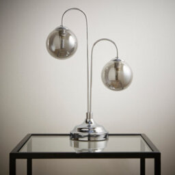 K Living Chrome 2 Light Table Lamp With Smokey Grey Glass Shades (Image Shown With G9 Led Bulbs) - thumbnail 3