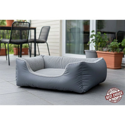 Dog Beds Cat Bed Soft Fleece Warm Grey Pet Basket For L - image 1