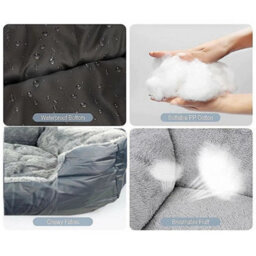Dog Beds Cat Bed Soft Fleece Warm Grey Pet Basket For L - thumbnail 6