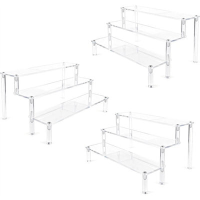 3Pcs 3 Tiers Clear Display Stand Transparent Display Shelf Organizer - image 1