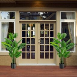 Costway 152Cm Artificial Monstera Deliciosa Plant Faux Evergreen Tree W/ Cement Pot Home - thumbnail 3