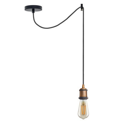 Ledsone Vintage Industrial Pendant Light Yellow Brass Adjustable 2M E27 Bulb With Bulb For Kitchen & Bar - image 1