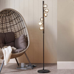 Pacific Lifestyle Glass Ball And Black Metal Floor Lamp For Living Room - thumbnail 1