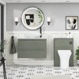 Royal Bathrooms Royal Bathroom Elmore 800mm Matt Green Wall Mounted Bathroom Vanity Unit 2 Drawer Plain White Worktop With Nova Basin - thumbnail 5
