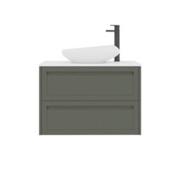 Royal Bathrooms Royal Bathroom Elmore 800mm Matt Green Wall Mounted Bathroom Vanity Unit 2 Drawer Plain White Worktop With Nova Basin - thumbnail 7