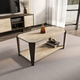 Decorotika Monaco Coffe Table  Walnut Travertine - thumbnail 2